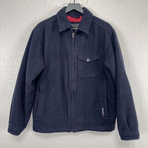 Abercrombie & Fitch Jacket Men Small Blue Wool Blend Quilted Lining Coat Zip Y2K